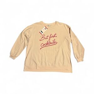 Woman’s Wildfox Lite Peach Sweatshirt Top, Size XL. NWT